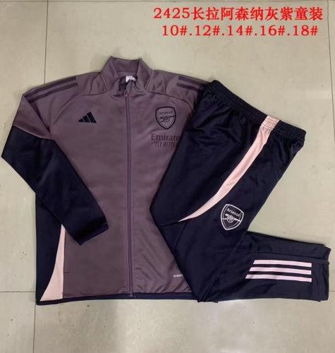 Kids 2024-25 Arsenal Purple Gray Kids/Youth Soccer Jacket Uniform-815