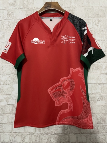 Kenya Samurai Red Rugby Shirts-805