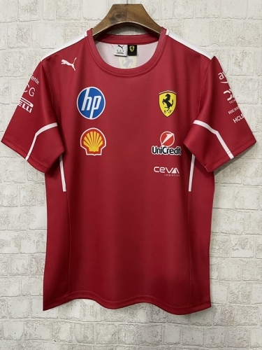 2024-2025 Ferrar Red Round Collar Formula One Racing Shirts-805