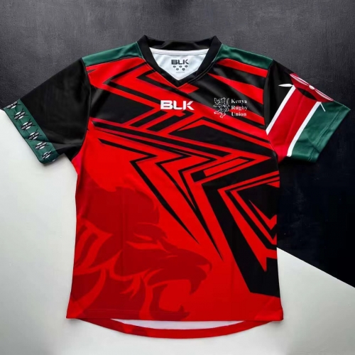 Kenya BLK Red & Black Rugby Shirts-805