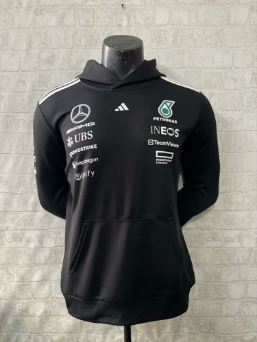 (Size S-3XL) 2025 Benz Black Formula One Tracksuit Racing Top With Hat-805