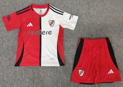 Kids 2025/26 River Plate 2nd Away Red & White Kids/Youth Soccer Uniform-BLY