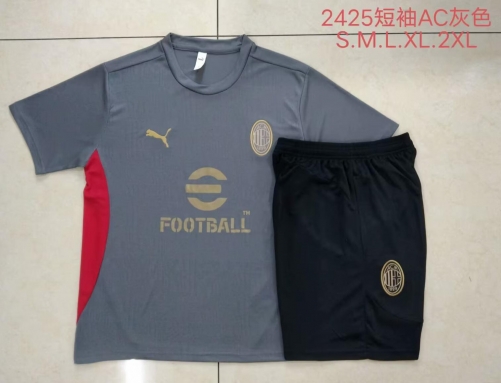 2024/25 AC Milan Gray Shorts-Sleeve Tracksuit Uniform-815