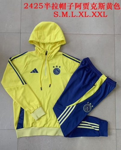 2024/25 Ajax Yellow Soccer Tracksuit Uniform With Hat-815