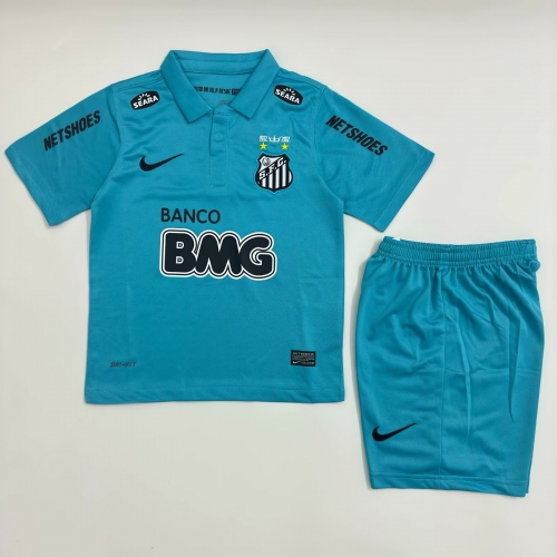 Kids 12-13 Retro Version Santos FC 2nd Away Bleu Kids/Youth Soccer Uniform-811