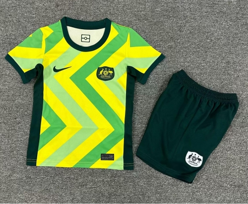 Kids 2025/26 Australia Home Yellow Kids/Youth Soccer Uniform-1040