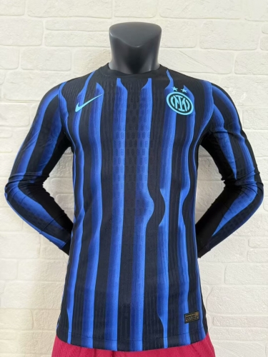 Player Version 2025/26 Inter Milan Home Blue & Black LS Thailand Soccer Jersey AAA-16