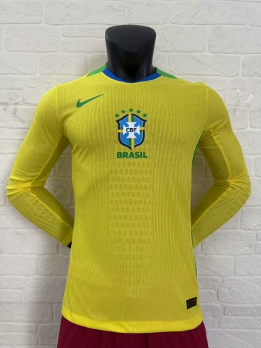 Player Version 2025/26 Brazil Home Yellow Thailand LS Soccer Jeesey AAA-16