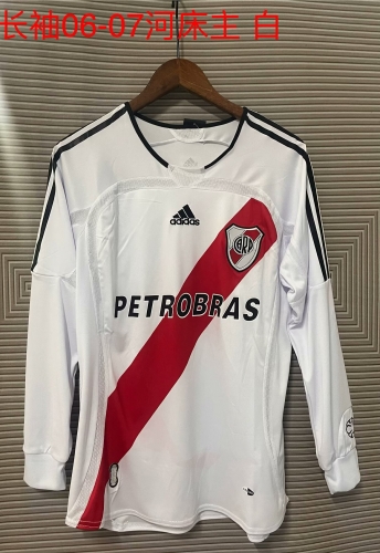 06-07 Retro Version CA River Plate Home White LS Thailand Soccer Jersey AAA-709