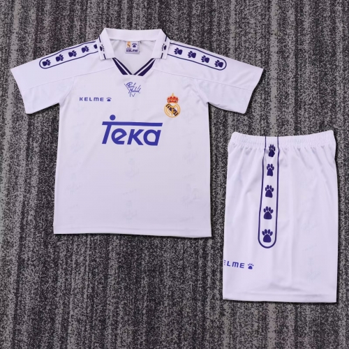 Kids 94-96 Retro Version Real Madrid Home White Kids/Youth Soccer Uniform-811