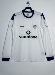 00/01 Retro Version Manited United Away White LS Thailand Soccer Jersey AAA-811