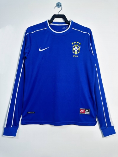 98 Retro Version Brazil Away Blue Thailand LS Soccer Jerseys AAA-811