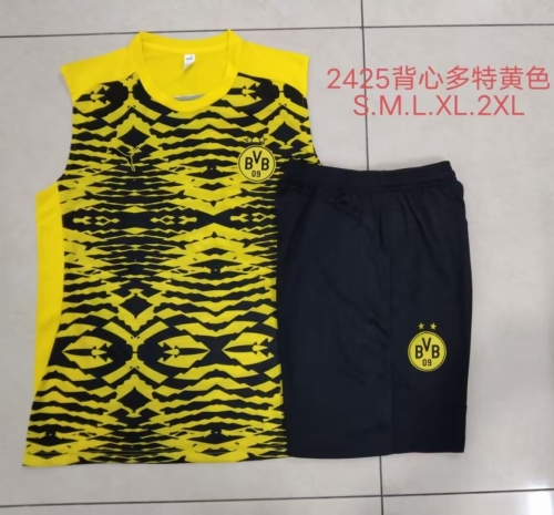 2024/25 Borussia Dortmund Black & Yellow Shorts-Sleeve Thailand Soccer Jersey Vest-815