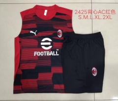 2024/25 AC Milan Black & Red Shorts-Sleeve Tracksuit Uniform-815