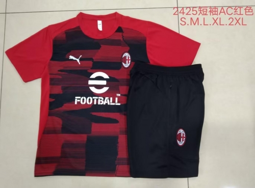 2024/25 AC Milan Black & Red Shorts-Sleeve Tracksuit Uniform-815