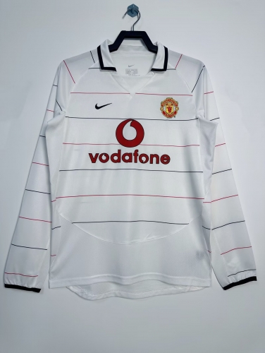 03/05 Retro Version Manited United Away White LS Thailand Soccer Jersey AAA-811/710