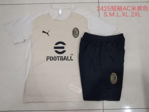 2024/25 AC Milan Rice Yellow Shorts-Sleeve Tracksuit Uniform-815