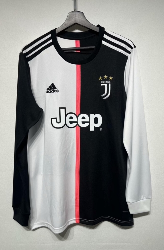 19/20 Juventus Home Black & White Thailand LS Soccer Jersey AAA-301