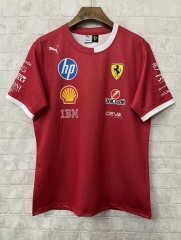 22025 Special Version Ferrar Red Round Collar Formula One Racing Shirts-805