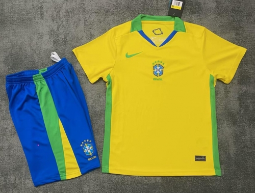 Kids 2025/26 Brazil Home Yellow Kids/Youth Soccer Uniform-507