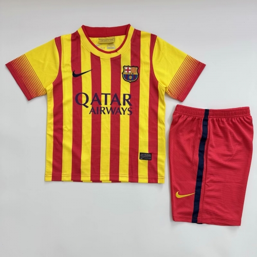 Kids 13/14 Retro Version Barcelona Away Yellow & Red Kids/Youth Soccer Uniform-811