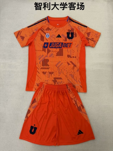 Kids 2025/26 Club Universidad de Chile Away Orange Kids/Youth Soccer Uniform-208/507