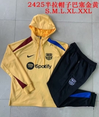 2024/25 Barcelona Golden Yellow Thailand Soccer Tracksuit Uniform With Hat-815