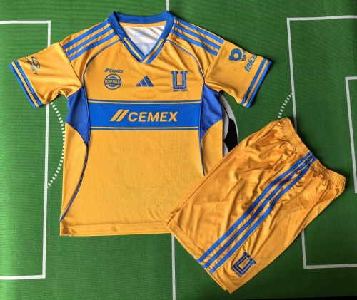 Kids 2025/26 Tigres UANL Home Yellow Kids/Youth Soccer Uniform-912