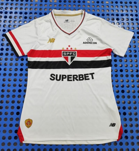 With Ads 2025/26 Sao Paulo Home White Thailand Women Soccer Jersey AAA-1116