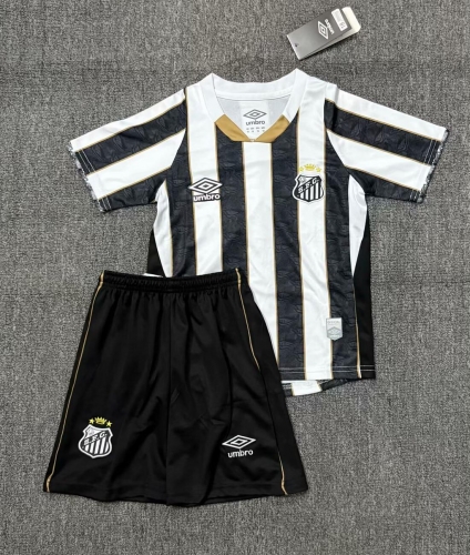 2024/25 Santos FC Away White & Black Youth/kids Soccer Uniform-530/516