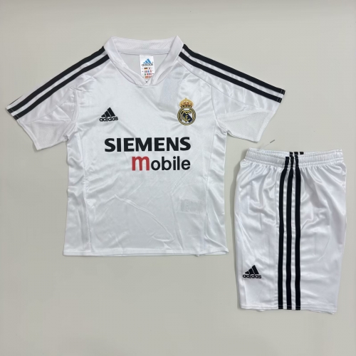 Kids 04-05 Retro Version Real Madrid Home White Kids/Youth Soccer Uniform-811