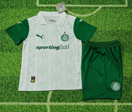 Kids 2025/26 SE Palmeiras Away White Kids/Youth Soccer Uniform-123