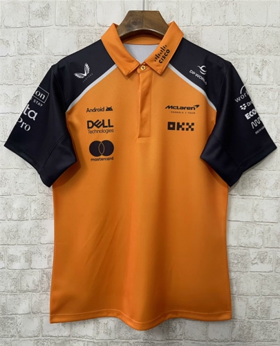 2025 Mclaren Orange turndown Collar Racing Jerseys-805