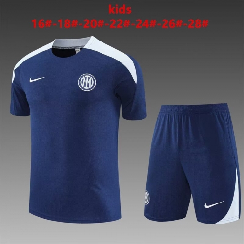 Kids 2025-26 Inter Milan Royal Blue Shorts-Sleeve Kids/Youth Tracksuit Uniform-801