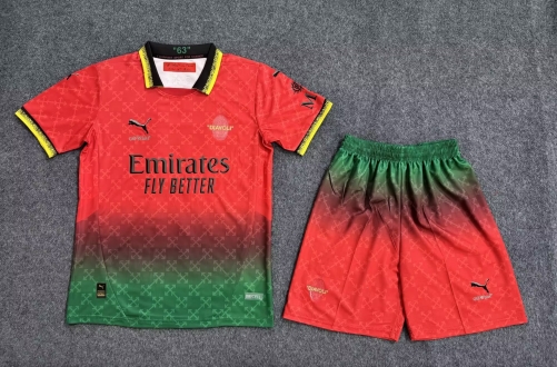 2024/25 AC Milan 3nd Away Red & Green Soccer Uniform-FL/315