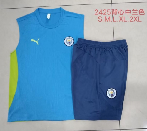 2024/25 Manchester City Lake Blue Shorts-Sleeve Thailand Tracksuit Uniform-815