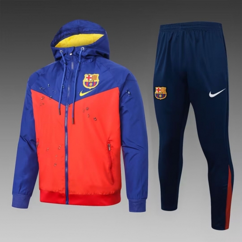 2025/26 Barcelona Red Soccer Windbreaker Uniform With Hat-815