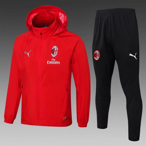 2025/26 AC Milan Red Soccer Windbreaker Uniform With Hat-815