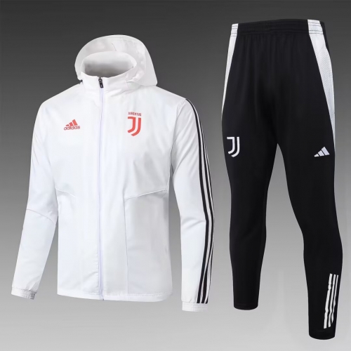 2025/26 Juventus FC White Soccer Windbreaker Uniform With Hat-815