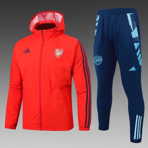 2025/26 Arsenal Red Soccer Windbreaker Uniform With Hat-815