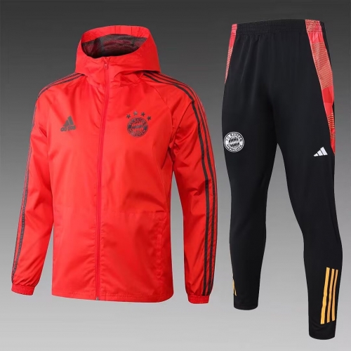 2025/26 Bayern Münche Red Soccer Windbreaker Uniform With Hat-815