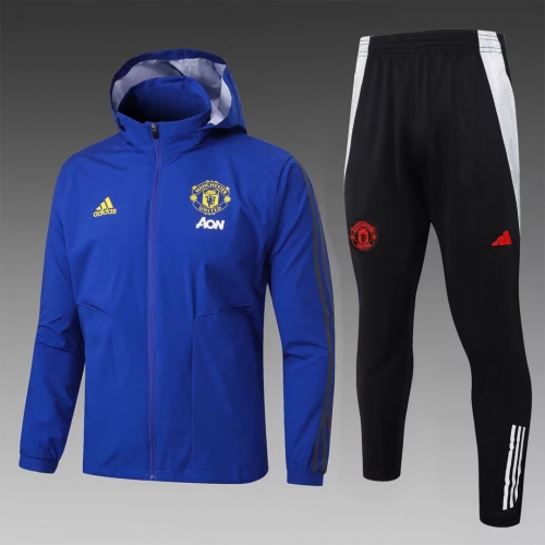 2025/26 Manchester United CaiBlue Soccer Windbreaker Uniform With Hat-815