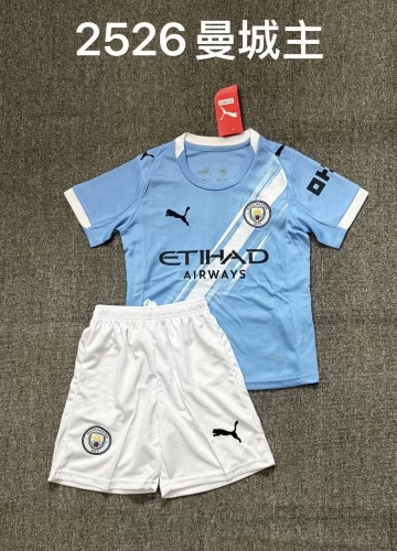 Kids 25/26 Manchester City Home Blue Kids/Youth Soccer Uniform-507/SKE