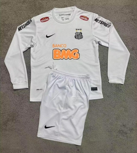 Kids 12/13 Retro Version Santos FC Home White LS Kids/Youth Soccer Uniform-311