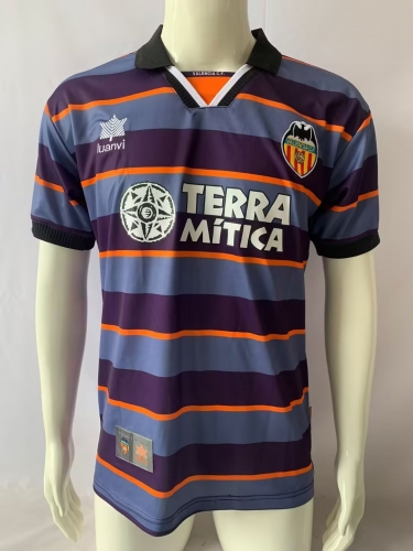 99/00 Retro Version Valencia 2nd Away Blue Purple Thailand Soccer Jersey AAA-503/301