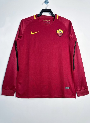 17/18 Retro Version AS Roma Home Red LS Thailand Soccer Jersey AAA-811