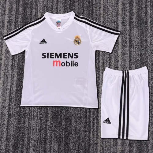 Kids 04-05 Retro Version Real Madrid Home White Kids/Youth Soccer Uniform-811