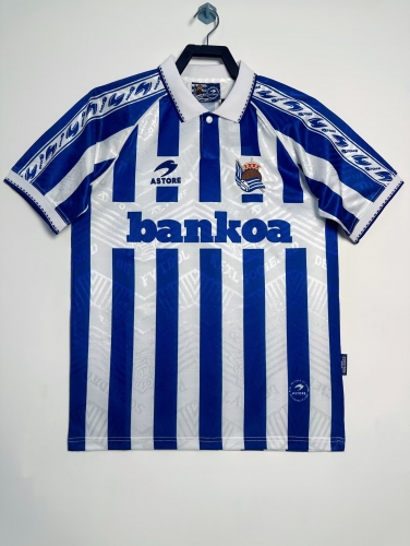 94/95 Retro Version Real Sociedad Home Blue & White Thailand Soccer Jersey AAA-301/811