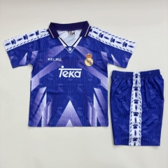 Kids 96-97 Retro Version Real Madrid Away Blue Kids/Youth Soccer Uniform-811