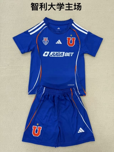 Kids 2025/26 Club Universidad de Chile Home Blue Kids/Youth Soccer Uniform-208